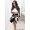 2pcs Sexy Women Long Sleeve Crop Tops Mini Skirt Set Clubwear Casual Dress