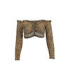 Women Leopart Print Shirt Top Off Shoulder Ruffle Long Sleeve Blouse T-shirt US