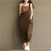 Women Casual Linen Pants Cotton Jumpsuit Strap Harem Trousers Overalls US Stock