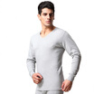 Seven wolves autumn clothing long trousers mens cotton thermal underwear set V-neck winter mens thin section bottoming cotton sweater 98146 light gray 3XL