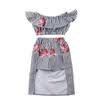 US Striped Girls Off-shoulder T-shirt Pants Peacock Skirt Dress Clothes Outfits