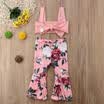 AU Princess Kids Baby Girl Crop Vest TopFlower Pants Bell-bottoms Outfits Set