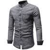 New Fashion Mens Casual Shirt Slim Fit Short Sleeve Dress Denim Shirt Jeans Top
