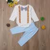 Newborn Kid Baby Boy Gentleman Bowknot Romper TopLong Pants Leggings Outfit Set