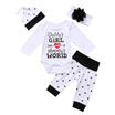 Newborn Baby Girls Cotton Tops Romper Pants Pants Hat Headband Outfits 4Pcs Set
