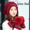 Women Winter Warm Knitted Pom Pom Ball Beanie Hat&Half-Finger Gloves Set New