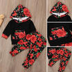 UK Stock Baby Girls Floral Hooded Tops Sweatshirt Long Pants Outfits Set Clothes