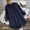 Fashion Womens LADY Plus Size Long Sleeve Cotton Linen Blouse Baggy T-Shirt Tops