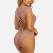 Womens Ribbed Bodysuit Ladies Front Plunge Leotard Crop Tops Playsuit Jumpsuit