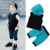 Cotton Newborn Kids Baby Boys Girls Hooded Tops T-Shirt Pants Outfits Set 0-24M