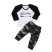 Toddler Kids Baby Boys Camouflage Outfits MAN Tshirt Tops Pants clothes set UK