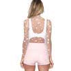 New Fashion Women Mesh Sheer See-through Long Sleeve Crop Top T Shirt Blouse