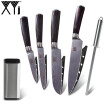 XYj Acero Inoxidable KitchenKnife Set Damascus Veins Blade Bend Mango Cuchillo De Cocina Herramientas De Cocina 6 UNIDS