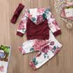 3PCS Newborn Baby Girls Kids Hooded Tops ShirtLong Pants Outfits Set Tracksuit