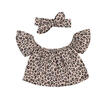 Leopard 2pcs Kids Toddler Baby Girls Off-shoulder TopsHeadband Outfits Set 1-6Y