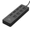 QIC TP8A4U 8 bits de 15 metros de protección de sobrecarga de sobretensión de toma de corriente de socket 4 puertos USB toma de banda de toma tira placa de cableado línea de remolque de negro