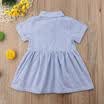 Kids Baby Girl blouse Stripe Shirt Dresses Baby Blue Short Sleeves Cloth Outfit