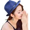 MSEK WMZ160465 ladies European&American sun hat fashion curling straw hat jazz hat navy