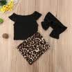 Toddler Kids Baby Girl Off Shoulder Tops Leopardo Vestido de funda Falda Ropa 1-6Y