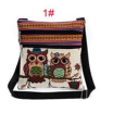 Women Mini Crossbody Bag Owl Embroidery Jacquard Zipper Adjustable Strap Light Messenger Travel Outdoor Shoulder Bag