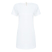 Brief Round Collar Short Sleeve Zipper White Dress for Women