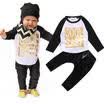 Mode Bébé Garçon Tout-petit 2PCS Ensemble T-shirt Cuir Leggings Pantalon Tenues