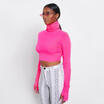 Women Long Sleeve T-Shirt Slim Fit Turtle neck Pullover High Tops Casual SML