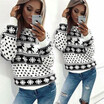 Autumn&Winter Christmas Coat Sweater Deer Print Christmas Sweater Ladies Sweater Ladies Christmas Sweater Christmas Costume Long-sleeved Sweater Round Neck
