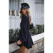 Womens Casual V Neck Long Bubble Sleeve Drawstring Mini Dress Autumn Party
