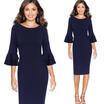 Women Bandage Party Dress 34 Sleeve Casual Cocktail Bodycon Pencil Mini Dress