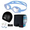 Li Ning LI-NING All-round swimmer swimsuits swimsuits swimsuits five sets of fashionable high-quality swimming pants swimming goggles swim cap sets LSJK666-1 sky blue XL