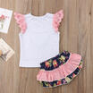 Canis Toddler Kids Baby Girls Flower Lace Tops T-shirt Dress Shorts Skirt Outfit