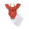 Newborn Baby Girl Tassel Tops Romper Bow Lace Short Pants 2Pcs Outfits Clothes