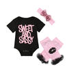 Cute Newborn Infant Baby Girl RomperHeadbandLegging Warmer 3PCS Outfits Set