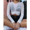 NEW Women Mesh Sheer See-through Long Sleeve Crop Top T Shirt Blouse Fashion