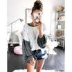 Fashion Womens Long Lantern Sleeve Loose Blouse Casual Cotton Tops Plus Size