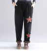 Artistic tattered star stick cloth&fleece versatile jeans 2018 new size womens casual trousers winter