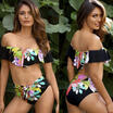 Women Flower Swimwear Bikini Bathingsuit Triangle Swimsuit Bandage Tankini Beach