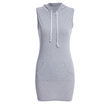 Casual Hooded Drawstring Sleeveless Pocket Design Hooded Dress for Women