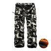AOWOFS mens overalls plus velvet thick warm mens workwear pants solid color loose Y1007