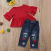 2pcs Kids Baby Girls Outfits Casual T-shirt Tops Long Pants Leggings Clothes Set