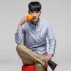 Bejirog shirt 2016 autumn&winter new long-sleeved shirt men&39s business casual solid color shirt 0625 blue 39