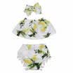 US STOCK Infant Baby Girl Lemon Tube TopsBriefs ShortsHeadband 3pcs Outfit Set