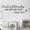 Simple Quote A smile is the best makeup Removable Wall Sticker Home Decor Decal