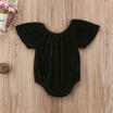 Cute Newborn Baby Boy Girl Black Velvet Romper Bodysuit Jumpsuit Summer Playsuit
