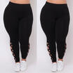 Plus Size Women Bandage Elastic Leggings Pure Criss-Cross Hollow Out Sport Pants