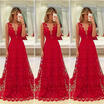 Womens Long Lace Dress Evening Formal Party Prom Wedding Bridesmaid Ball Gown US