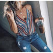 US Women Sleeveless Summer Stripe Vest Top T Shirt Blouse Pure Color Casual Tank