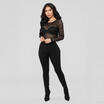 US Women Long Sleeve Bodysuit Leotard Bodycon Bandage Jumpsuit Romper Top Blouse