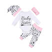 UK Family Kids Baby Girls Big Little Sister T-shirt RomperPants Outfits Set